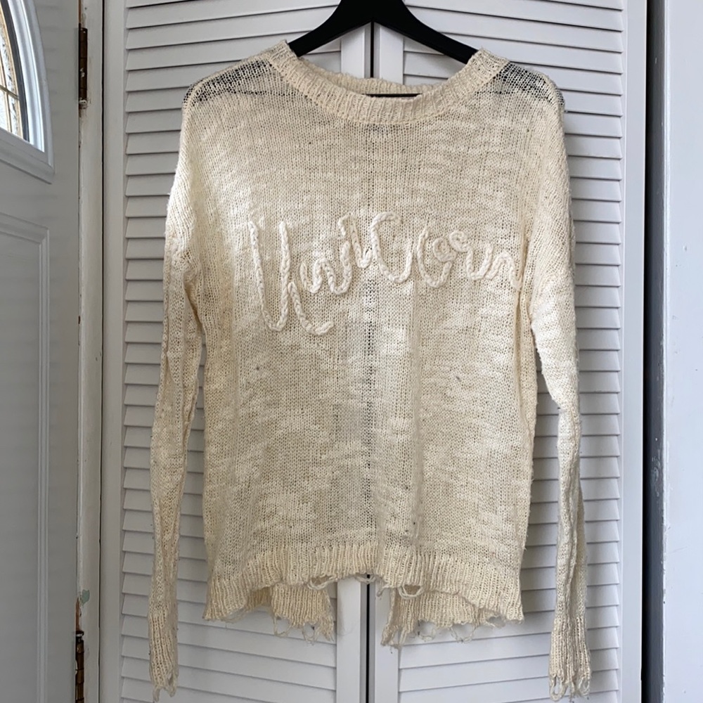 ✌🏼Wild Fox Wildfox Cream Unicorn Sweater Sml